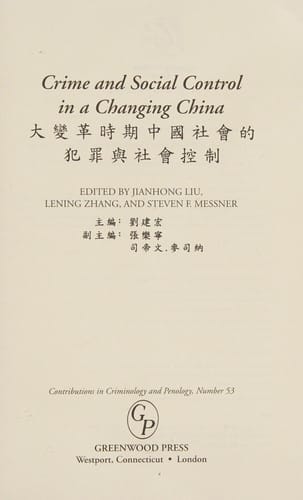 Crime and social control in a changing China