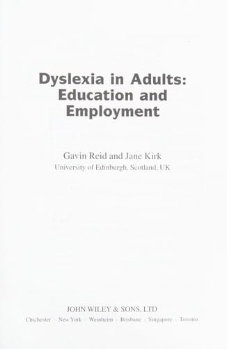 Dyslexia in adults