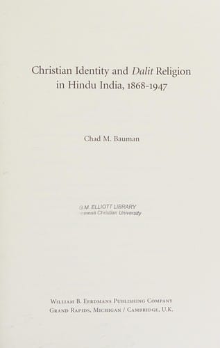 Christian identity and Dalit religion in Hindu India, 1868-1947