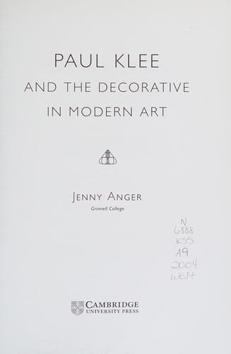Paul Klee and the Decorative in Modern Art