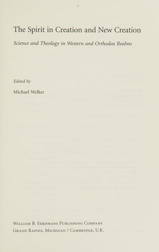 The Spirit in creation and new creation