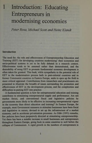 Educating entrepreneurs in modernising economies