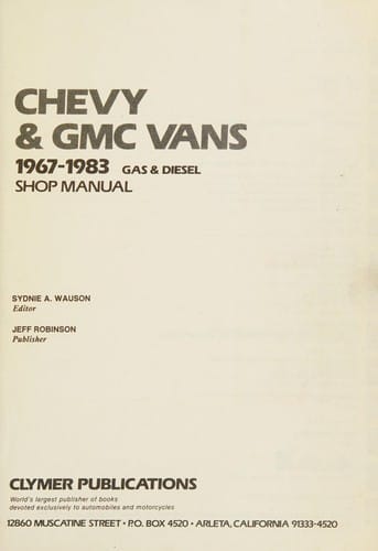 Chevy & GMC vans 1967-1983 gas & diesel shop manual