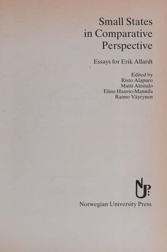 Small states in comparative perspective