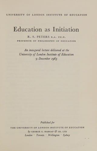 Education as initiation
