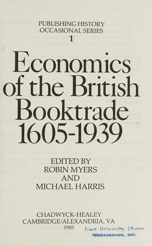 Economics of the British booktrade, 1605-1939