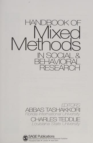 Handbook of mixed methods in social & behavioral sciences