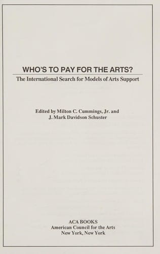Who's to pay for the arts?