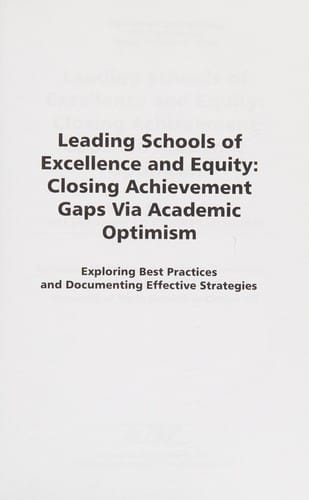 Leading schools of excellence and equity