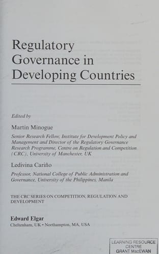 REGULATORY GOVERNANCE IN DEVELOPING COUNTRIES; ED. BY MARTIN MINOGUE