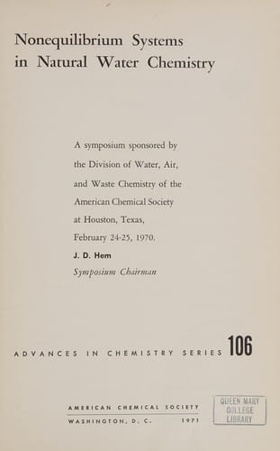 Nonequilibrium systems in natural water chemistry