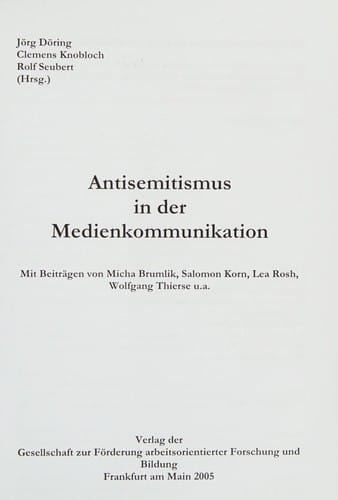 Antisemitismus in der Medienkommunikation