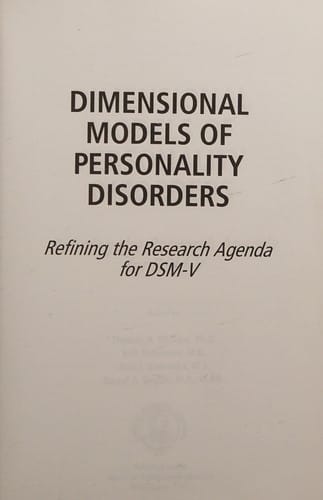 Dimensional models of personality disorders