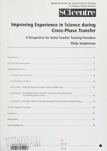 Improving experience in science during cross-phase transfer