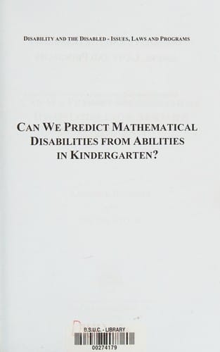 Can we predict mathematical disabilities from abilities in kindergarten