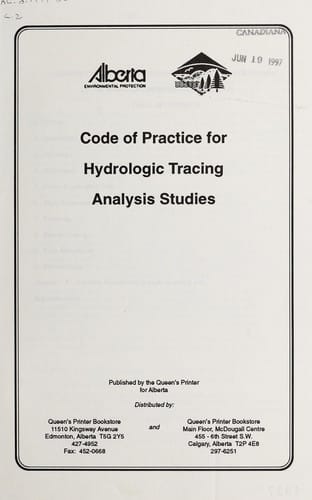 Code of practice for hydrologic tracing analysis studies