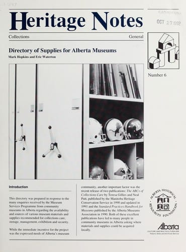 Directory of supplies for Alberta museums