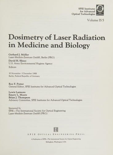 Dosimetry of laser radiation in medicine and biology