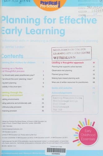 Planning for effective early learning