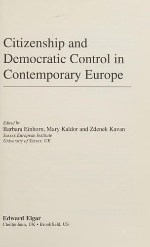 Citizenship and democratic control in contemporary Europe