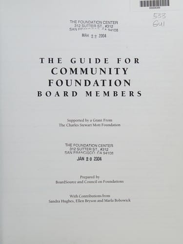 The guide for community foundation board members