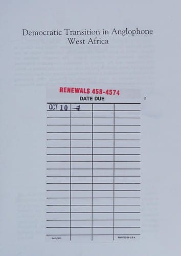 DEMOCRATIC TRANSITION IN ANGLOPHONE WEST AFRICA