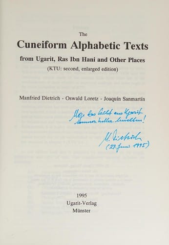 The Cuneiform alphabetic texts from Ugarit, Ras Ibn Hani and other places