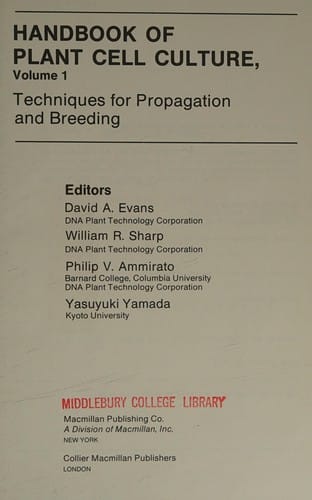 Handbook of plant cell culture