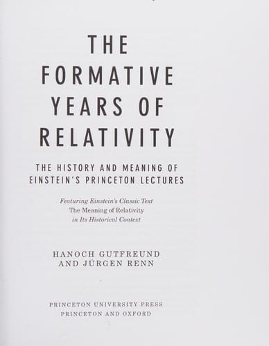 The formative years of relativity