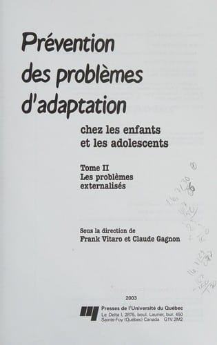 La prévention des problèmes d'adaptation chez les enfants et les adolescents