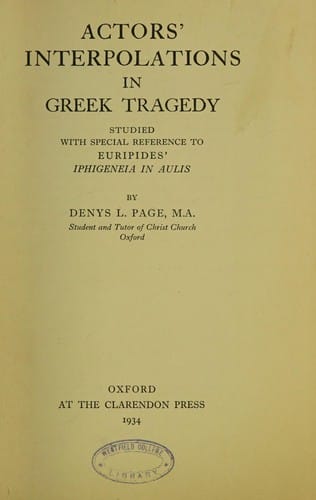 Actors' interpolations in Greek tragedy