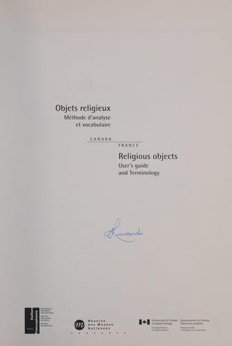 Objets religieux, méthode d'analyse et vocabulaire =