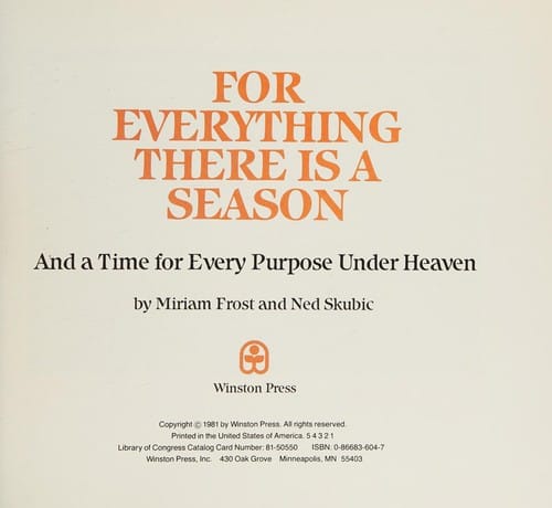 For everything there is a season