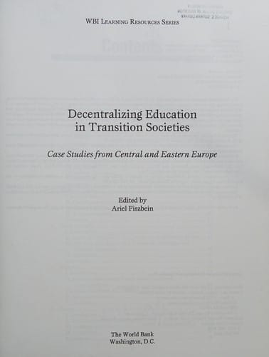 Decentralizing education in transition societies