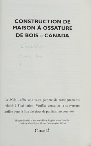 Construction de maison à ossature de bois--Canada