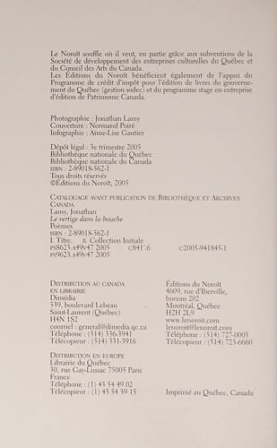 Vertige dans la bouche(Le)