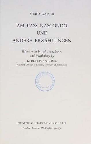 Am Pass Nascondo und andere Erzählungen