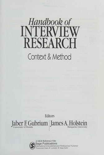 Handbook of interview research