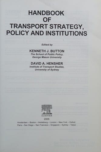 Handbook of transport strategy, policy and institutions