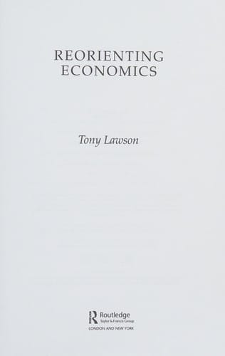 REORIENTING ECONOMICS