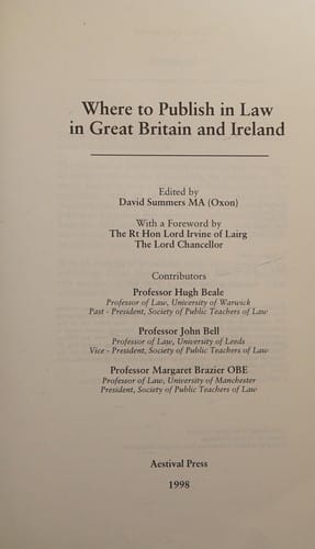 Where to publish in law in Great Britain and Ireland