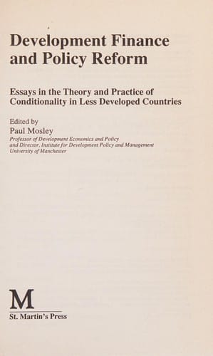 Development finance and policy reform