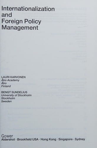 Internationalization and foreign policy management