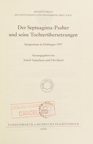 Der Septuaginta-Psalter und seine Tochter©ơbersetzungen