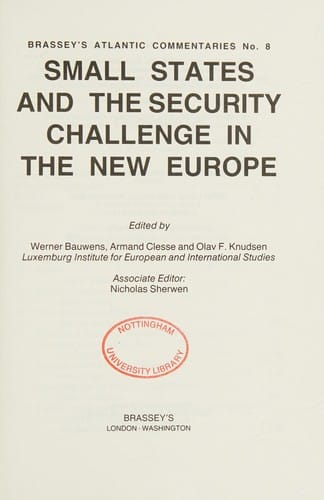 Small states and the security challenge in the new Europe