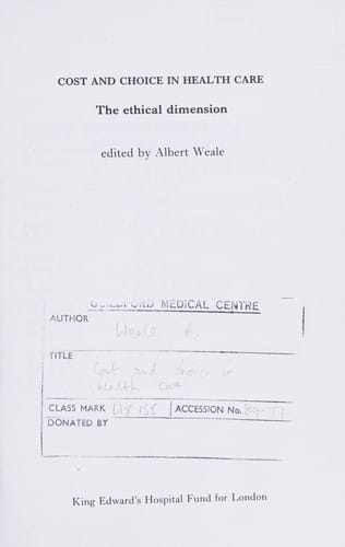 Cost and Choice in Health Care