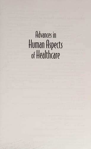 Advances in human aspects of healthcare