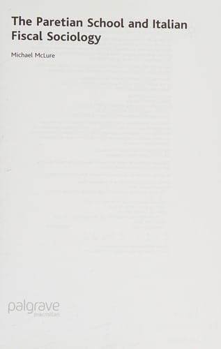 PARETIAN SCHOOL AND ITALIAN FISCAL SOCIOLOGY