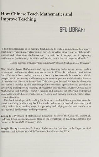 How Chinese teach mathematics and improve teaching