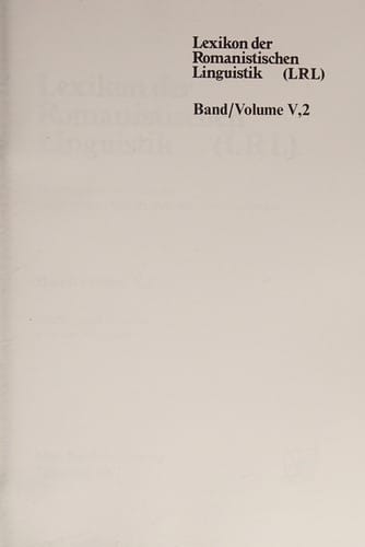 Lexikon der romanistischen Linguistik